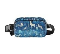 Color Burst Avian - Marsupio a tracolla, alla moda, per donne, uomini, adolescenti, multiuso, con cerniera, per lavoro, Cervi Misteriosi Cartone Animato Blu, 1 size