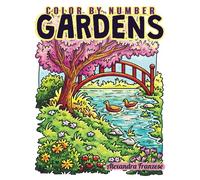 Color By Number Gardens: Beautiful Nature Scenes and Cute Animals, Easy Book for Adults, Includes Non-numbered Pages, Great for Relaxing and Stress Relief