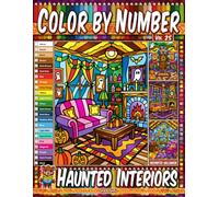 Color by Number Vol. 25 - Haunted Interiors: Enchanted Halloween Edition - 20 Pages in Diverse Art Styles - Spooky Rooms And Cozy Halloween Decor
