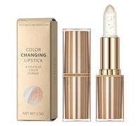 Color Change Lipstick, Mood Reactive Tinted Balm, Gold Crystal Shimmer Hydrating Plumper Stain, Long Lasting Glossy Makeup Cosmetic for Women Teens Girls Daily Looks