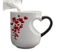 Color Change Mug - Ceramic Heat Activated Mug, Heart Shape Handle Milk Juice Cup | Magic Temperature Sensitive Coffee Tea Cup For Women, Men, Kids, Family, Workplace, Home, Dorm, Apartment, Birthday G