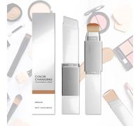 Color Changing Foundation Stick, 2-in-1 Fond de Teint Stick with Brush, Full Coverage Concealer,Waterproof Long-Lasting Sweatproof for Natural MakeupSuitable for All Skin Types