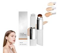 Color Changing Foundation Stick,2026 - Adesivo per fondotinta 2 in 1, colore cangiante, bianco con pennello, per tutti i tipi di pelle