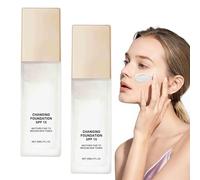 Color Changing Magic Foundation - All Day Flawless Warm Skin Tone BB Cream, Lightweight Formula, Adapts to Skin Tone, Hides Wrinkles & Lines, Hydrating & Long-Lasting (2pcs)