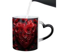 Color Changing Mug,Heart Shaped Handle Fun Drinkware,325ml Cold Hot Water Drinking Cups | for Tea Latte Cappuccino Milk Juice Soda Beer Kitchen Party Birthday