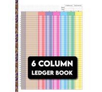 Color-Coded 6 Column Ledger Book: Visual Financial Log for Small Business Bookkeeping, Income, and Expense Tracking.