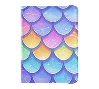 Color Dream - Custodia per passaporto e carte di vaccino, in pelle, con motivo squame di pesce, con blocco RFID, ultra sottile, Scale di pesce da sogno a colori, 1 size