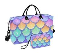 Color Dream Fish Scales Travel Duffel Bag Pernottamento Carry On Tote e Bagagli Grande Borsa da Palestra con Borsa da Toiletry per Viaggio Grande Capacità Bolsa de lona para