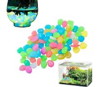 Color Flat Marble Stones Beads, Artificial Crystal | Glowing Pebbles For Garden Outdoor | 300 Piece Decorative Resin | Outside Glowing Stones For Landscaping Fish Tank Aquarium Walkway