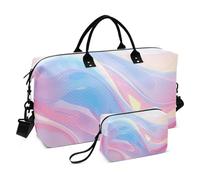 Color Fluid - Borsa a mano da viaggio, con tracolla regolabile, per viaggi in aereo, set da 2 pezzi, Linee morbide fluide di colore, 1 size