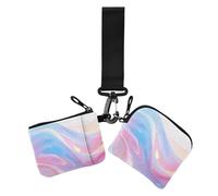 Color Fluid Soft Lines - Portamonete da donna, sottile, rimovibile, con tasca con cerniera, per uso quotidiano, 2 pezzi, Linee morbide fluide di colore, 1 size, Casual