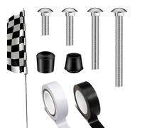 Color Guard Flag Weights, Heavy Duty Flag Pole Tips with Rubber Hardware, 3.94 Inches, Secure Mounting Kit, Flagpole Accessories, Stainless Steel Mooring Tapes for Car, Truck Use