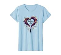 Color Guard Mom - She Spins, I Cheer - Supporto Cuore Maglietta, Donna, Celeste, M