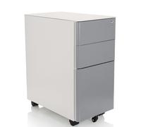 COLOR I | Metallo - Cassettiera con rotelle bianco / grigio