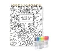 Color-In Spiral Notebook & Daily Planner Fiori Note Meeting Note Colorare Libri 21,6 x 28 cm Fiori Meeting Not-es Colo-ring Boo-ks con 15 evidenziatori per la gestione delle attività Creatività Focus