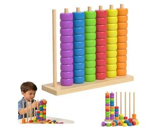 Color Matching Stacking Puzzle Game,Wooden ColorMatch Challenge Games,Fast-Paced Rainbow Ring Stacking PuzzleGame for Learning&Sorting Color,Competitive Tabletop Brain Games for Family Game Night