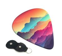 Color Mountain - Confezione da 6 plettri sfumati per chitarra, con porta plettro in pelle, portachiavi, custodia per plettri, arte astratta, per chitarra elettrica acustica, ukulele, 0,71 mm