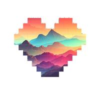 Color Mountain Gradient Building Brick Block Puzzle a forma di cuore, immagine personalizzata puzzle foto puzzle per adulti 3D micro blocchi di costruzione per la decorazione della casa set di mattoni