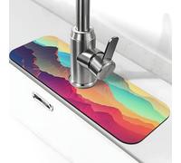 Color Mountain Gradient Faucet Mat per lavello da cucina Splash Guard 14,9 cm × 38,1 cm Diatomite Tappetino ad asciugatura rapida Vassoio per lavello Super assorbente Rubinetto a ventosa Maniglia Drip