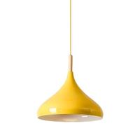 Color - Nordic Pendant Light, 1-Head Wooden Chandelier Shade, E27 Lamp Holder, Ceiling Lighting for Home(Yellow,12.6in)