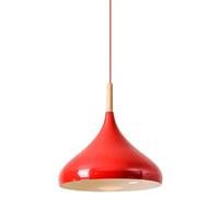Color - Nordic Pendant Light, 1-Head Wooden Chandelier Shade, E27 Lamp Holder, Ceiling Lighting for Home(Red,9.4in)
