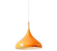Color - Nordic Pendant Light, 1-Head Wooden Chandelier Shade, E27 Lamp Holder, Ceiling Lighting for Home(Orange,12.6in)