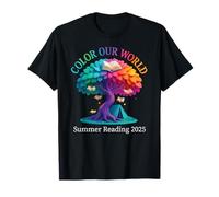 Color Our World Summer Reading 2025 Tree Book Amante Campeggio Maglietta