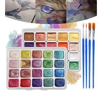 Color Shifting Watercolor Paint Set,Glitter Water Colour Solid Paint Box ,Colourful Painting Kit Model Metallic Pearlescent Watercolor Paint ,20 Colors Watercolor Painting Set,For Art Painting (A+C)