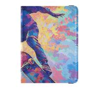 Color Skateboarder Pelle decorativa impermeabile porta passaporto Vaccino Custodia Protettiva Cover Badge ID Vaccino Card Holder Portafoglio Leggero, Skateboarder a colori, 1 size