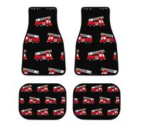 color14 Tappetini per auto Vigili del fuoco Camion dei pompieri rosso Cartone animato Tappetini antiscivolo per SUV, camion, set automobilistico di 4 per donne e uomini