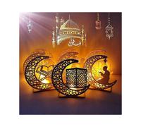 (COLOR3)Lebanghui Ramadan Diy Wooden Moon Led Light