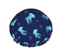 Color6 Gorro de ducha Flamencos en el agua Gorros de ducha de baño reutilizables para mujeres Pelo largo Doble capa Impermeable Gorro de ducha de baño Protector de cabello para niños Niñas Mujeres 1 p