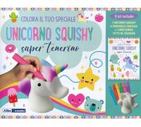 Colora il tuo speciale unicorno Squishy super tenerino. Con giocattolo morbido. Con 6 pennarelli