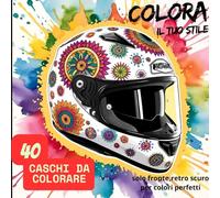 Colora il tuo stile 40 caschi da colorare solo fronte,retro scuro per colori perfetti: Caschi da Moto da Colorare
