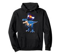 Colorado Dinosaur T-Rex Denver Flag Boulder Sci Uomo Donna Felpa con Cappuccio
