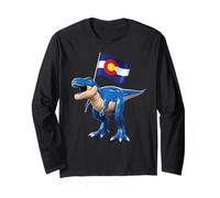 Colorado Dinosaur T-Rex Denver Flag Boulder Sci Uomo Donna Maglia a Manica