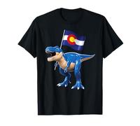 Colorado Dinosaur T-Rex Denver Flag Boulder Sci Uomo Donna Maglietta