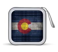 Colorado Flag Pattern on Wood Funny CD Case Holder Organizer 40 Capacità DVD Collection Storage Bag Wallet Book per Auto Casa Viaggi
