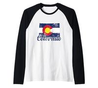 Colorado Mappa Contorno USA Stato Americano Maglia con Maniche Raglan