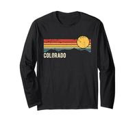 Colorado USA Retro Tramonto Stile Distressed Design Maglia a Manica