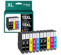 10-Pack 18XL Cartucce Compatibili per Epson 18 XL Multipack per Expression Home XP-315 XP-302 XP-205 XP-225 XP-322 XP-215 XP-305 XP-325 XP-422 XP-405 XP-425 (4 Nero, 2 Ciano, 2 Magenta, 2 Giallo)