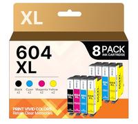 Coloran 8-Pack 604XL Cartucce Compatibile per Epson 604 XL Multipack per Expression Home XP-2200 XP-2205 XP-3200 XP-3205 XP-4200 XP-4205 WorkForce WF-2910 WF-2930 (2Nero 2Ciano 2Giallo 2Magenta)