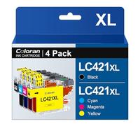 Coloran LC421XL LC-421 LC 421 XL Alta Capacità Cartucce Compatibili per Brother LC421 LC-421XL Multipack per MFC-J1010DW DCP-J1050DW DCP-J1140DW DCP-J1800DW (Nero Ciano Magenta Giallo,4-Pack)