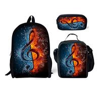 Coloranimal 3 pz/Set Acqua di Fuoco 3D Palla Da Calcio Ragazzi Sacchetto di Scuola Leggero 15 Pollice Bambini Zaino, Note musicali dell'acqua del fuoco, Zaino casual