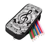 Coloranimal Astuccio per ragazze carino astuccio con cerniera per tornare a scuola borsa grande portapenne scuola, Nota musicale gatto nero, Portamonete