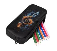 Coloranimal Astuccio per ragazze carino astuccio con cerniera per tornare a scuola borsa grande portapenne scuola, Acqua Fuoco Nota Musicale, Portamonete