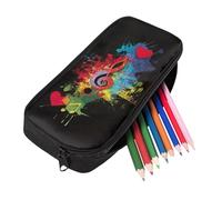 Coloranimal Astuccio per ragazze carino astuccio con cerniera per tornare a scuola borsa grande portapenne scuola, Musica con inchiostro schizzato di colore, Portamonete