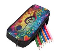 Coloranimal Astuccio per ragazze carino astuccio con cerniera per tornare a scuola borsa grande portapenne scuola, Colorato Musica Amore Cuore, Portamonete
