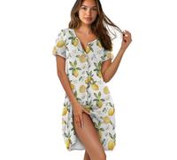 Coloranimal Camicia da notte da donna a maniche corte da notte estiva con bottoni, abbigliamento da notte traspirante