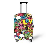 Coloranimal Copertura per bagagli per scuolabus, accessori trolley, custodia protettiva per valigia, taglia 18-32, Mostro Colorato, L (26"-30" cover), Set Bagagli